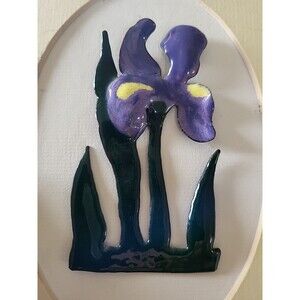 Vtg S. TOBASKO Signed Art SST Studios Ohio 3d Enameled Iris Flower Framed